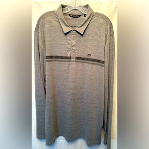 Travis Mathew Heater 2.0 Long Sleeve Polo Shirt Grey Eco Collection Size XXL